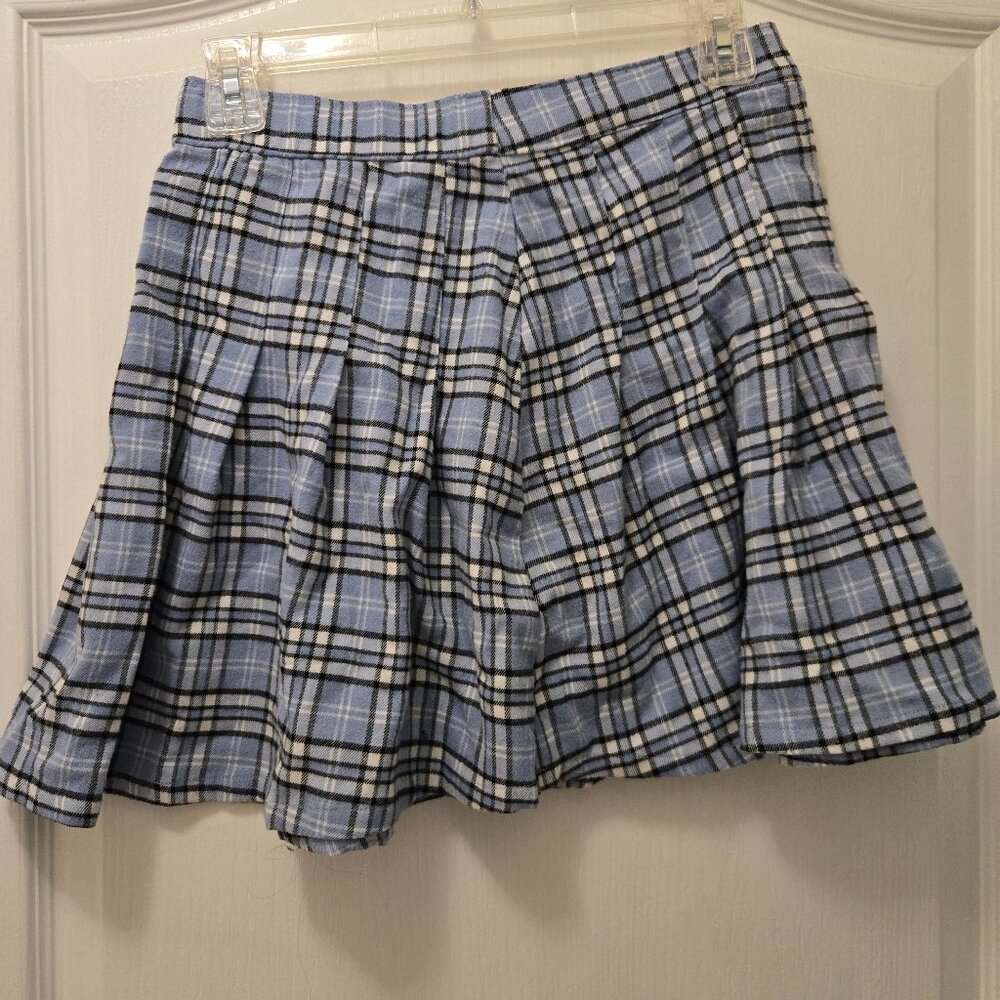 Blue Plaid Mini Skirt